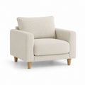 Poltrona imbottita da soggiorno beige in poliestere con piedi in legno 85 x 88 x 82 cm
