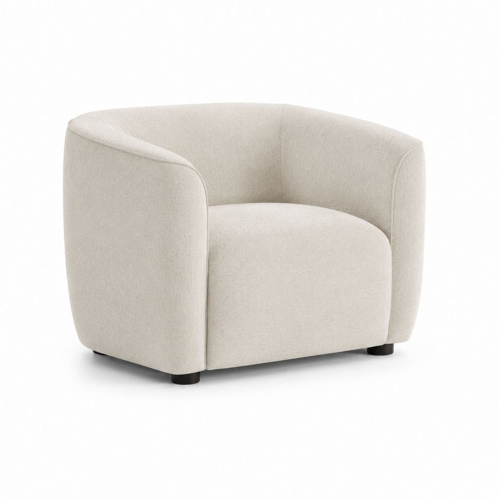 Poltrona da soggiorno beige in poliestere bouclé arrotondata 80 x 75 x 73 cm