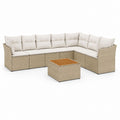 Set divano da giardino angolare 5 posti beige in rattan PE con tavolino 290 x 220 x 70 cm