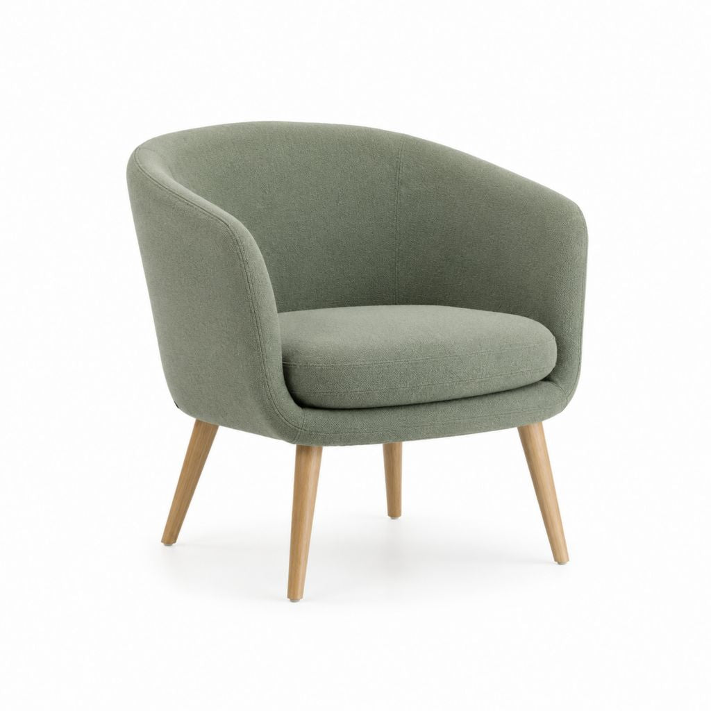 Poltrona soggiorno verde in poliestere con gambe in legno massello 72 x 75 x 78 cm