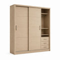 Armadio guardaroba con ante scorrevoli rovere chiaro in pannello truciolare rettangolare 180 x 60 x 200 cm