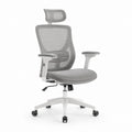 Sedia da ufficio ergonomica grigia in rete di poliestere con poggiatesta e ruote 64 x 64 x 116-126 cm