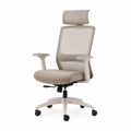 Sedia da ufficio ergonomica beige in rete di poliestere con poggiatesta 65 x 65 x 116-126 cm