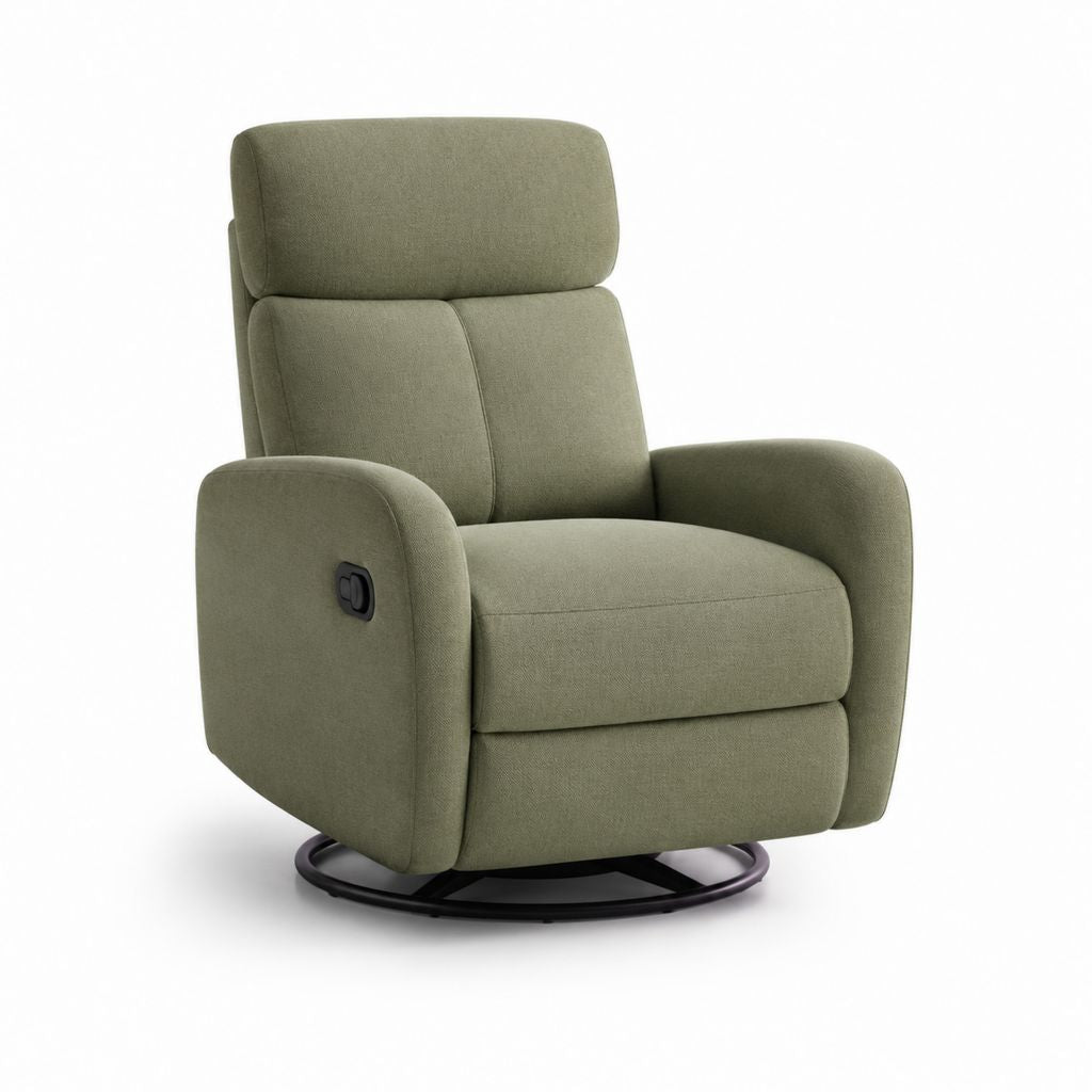 Poltrona reclinabile girevole verde in poliestere 85 x 94 x 105 cm
