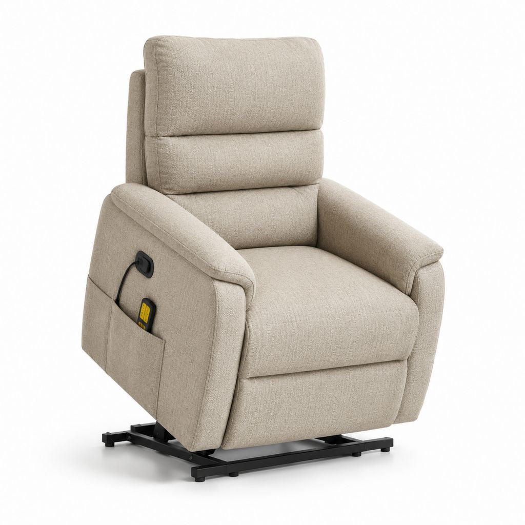 Poltrona relax elettrica alzapersona beige in poliestere 83 x 92 x 105 cm