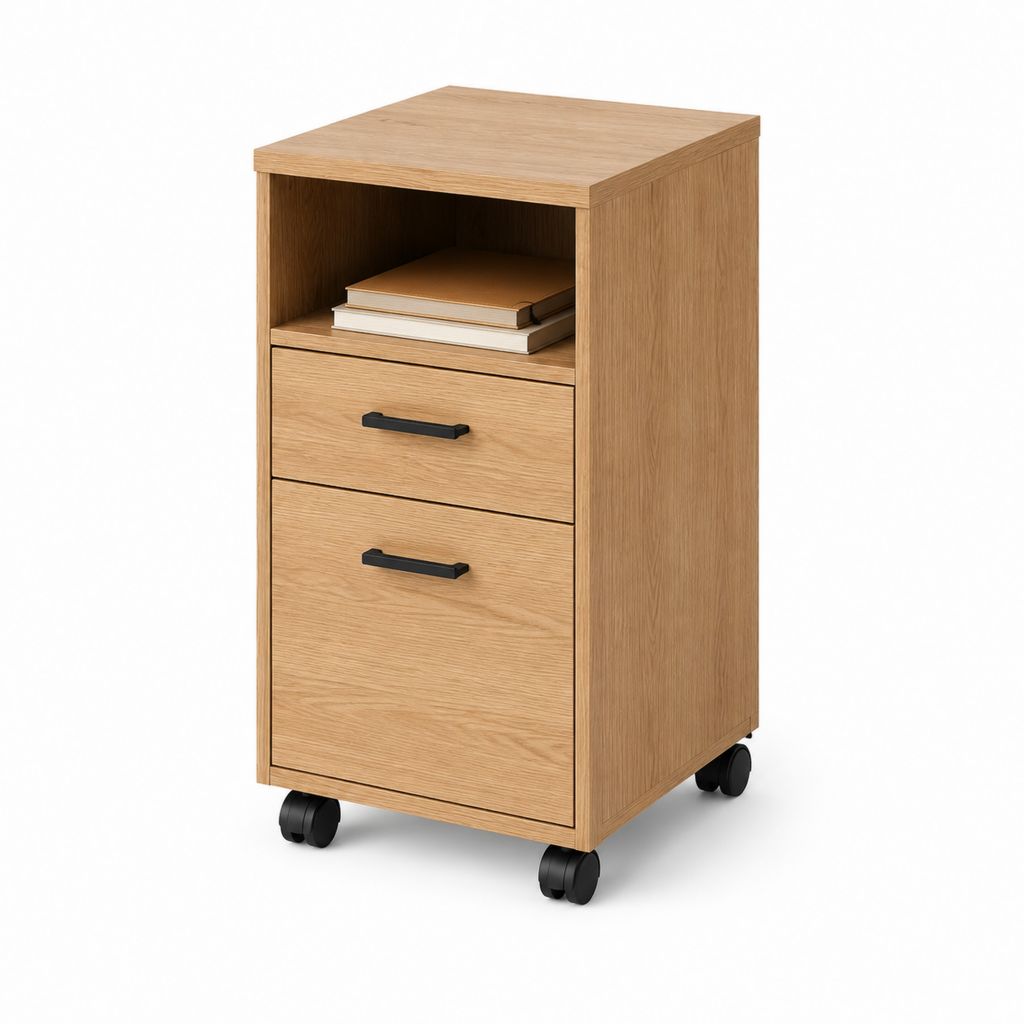Cassettiera da ufficio con ruote rovere chiaro in pannello truciolare 40 x 50 x 75 cm