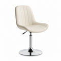 Sedia da ufficio girevole regolabile color crema in pelle PU con base rotonda 58 x 58 x 80-92 cm